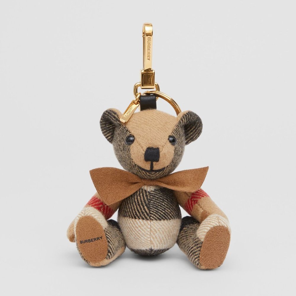 Beige Cashmere Vintage Check Thomas Bear Keychain